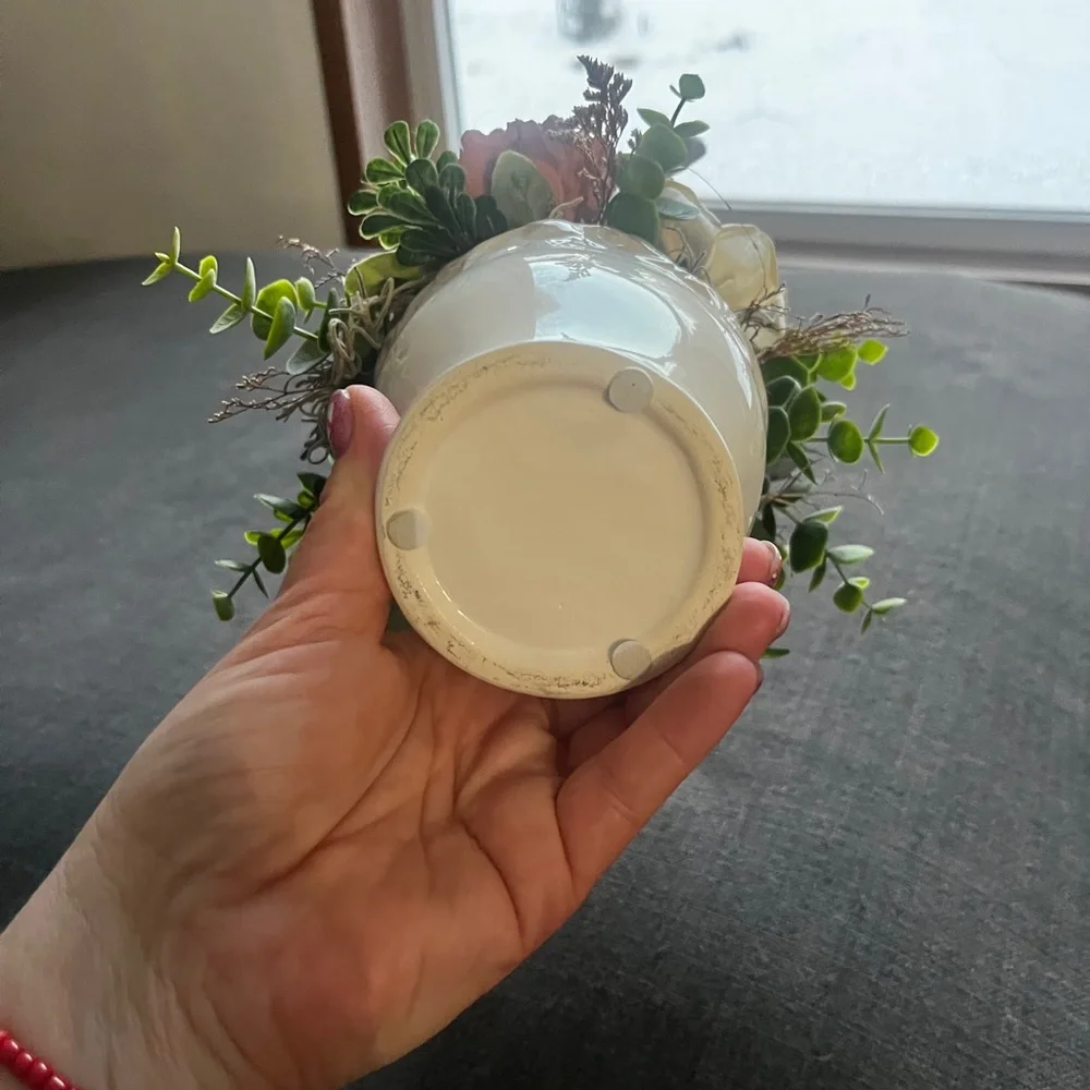 Cream and Pink Faux Floral Accent Decor